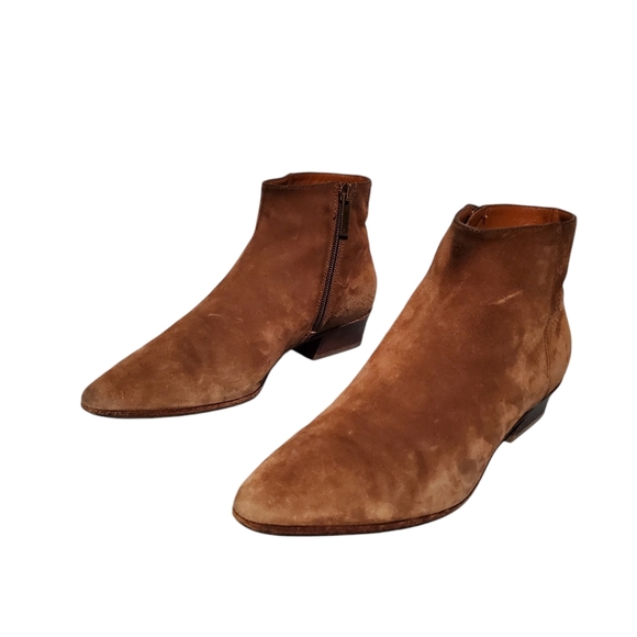 Aquatalia Brown Leather Zip-Up Ankle Booties Boots Women's Size 8, Made In Italy - Picture 5 of 13